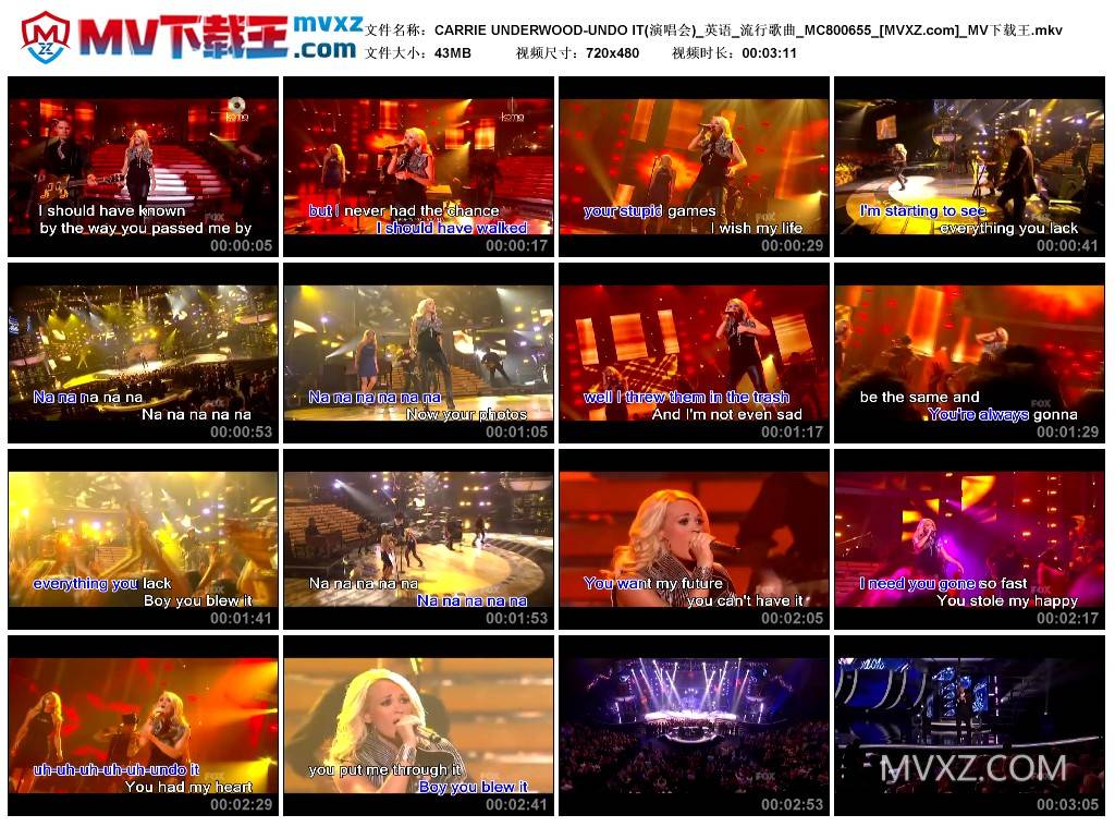 CARRIE UNDERWOOD-UNDO IT(演唱会)_英语_流行歌曲_MC800655